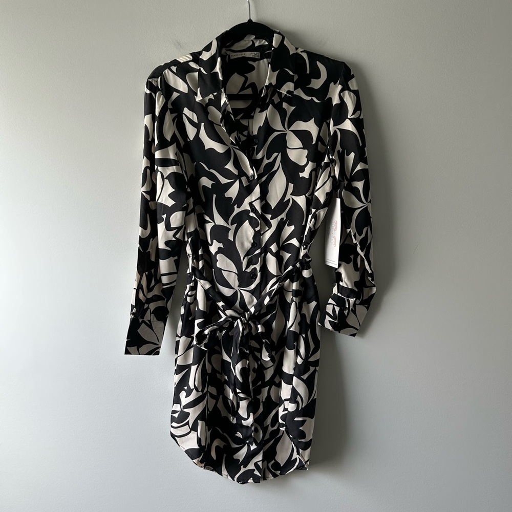 Black Tape black and white printed shirt style dress